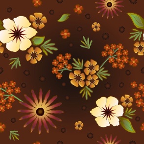 24" LARGE Vintage Mocha ombre floral