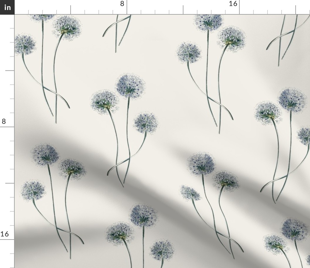 Dandelion flowers with long stems botanical seamless pattern