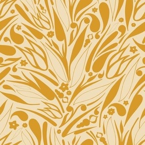 Scattered Swirls & Shapes - Goldenrod Yellow & Pale Yellow // Larger Scale 