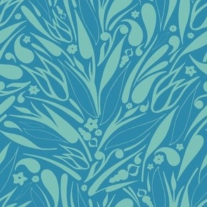 Scattered Swirls & Shapes - Aqua Blue & Turquoise // Large Scale