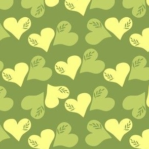 Green and Yellow Leaf Hearts