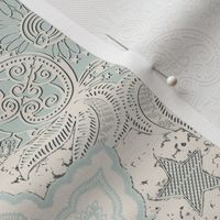 Hand drawn lace - Moon amongst the leaves-Blues