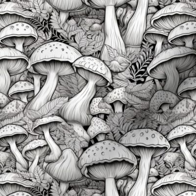 Black and White Mushrooms