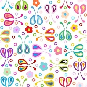 Paisley Rainbow Bugs and Flowers with Dots