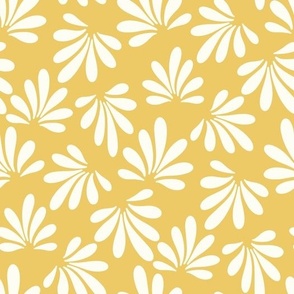 Mustard yellow and white Boho Palm leaves by Jac Slade