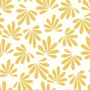 Natural White and Mustard yellow Boho Palm leaves by Jac Slade