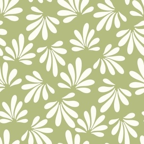 Sage Green  ans natural white Boho Palm leaves by Jac Slade