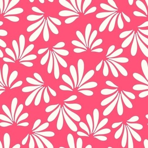Raspberry red and white Boho Palm leaves by Jac Slade