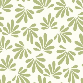 Sage Green and white Boho Palm leaves by Jac Slade