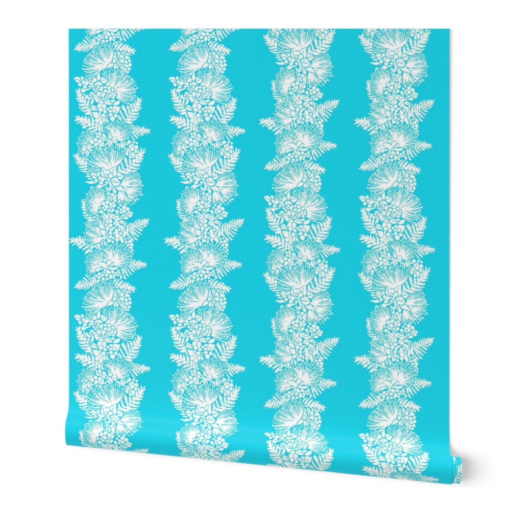 Medium-Silhouette Lei  Lehua - white on ocean blue 