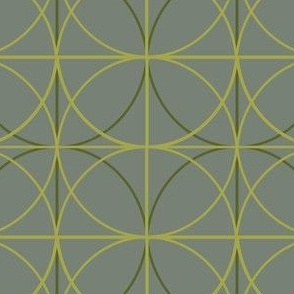 Circle and Square Grid Geometric  - Sage Green 