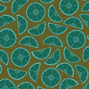 Fancy Citrus Toss | Evergreen Lagoon  -- Olive Green Teal Turquoise Scatter Zest Fruit Foodie ColorPop Bright Dopamine Happy Modern Art Lemon Slice Bar Patio Summer Drinks