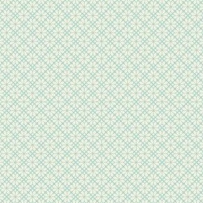 Diamond Blossoms Pale Dusty Teal and Cream - small scale - mix and match