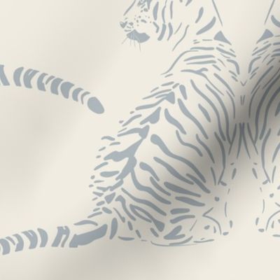 baby tiger | creamy white, French grey blue | baby animal jungle nursery
