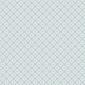 Diamond Blossom Sky Blue and Cream - mini  scale - mix and match