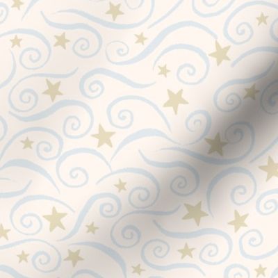 Magical Star Swirls - Glimmer Blue Gold