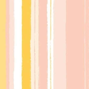 Rough edges strokes - summer stripes with raw edge in orange blush yellow sunny palette