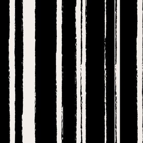 Rough edges strokes - summer stripes with raw edge in monochrome black on ivory