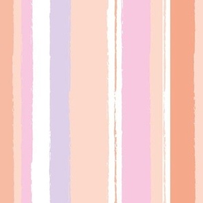 Rough edges strokes - summer stripes with raw edge in orange pink blush lilac girls pastel palette