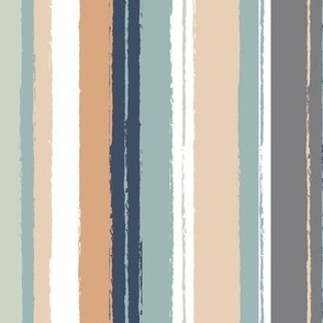 Rough edges strokes - summer stripes with raw edge in navy sage caramel boys neutral palette