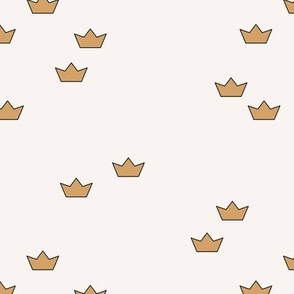 Little minimalist crown design - boho style royal king and queen geomtric origami boat design golden yellow on ivory