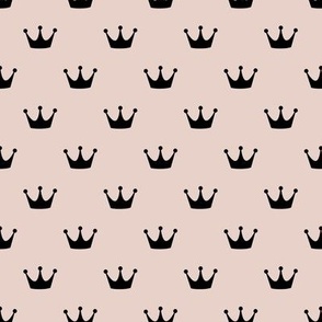 Minimalist royal crown - simple prince princess repeat boho style nursery design black on blush tan