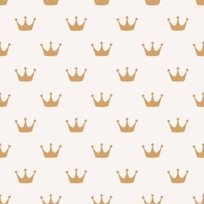 Minimalist royal crown - simple prince princess repeat boho style nursery design golden yellow on ivory cream