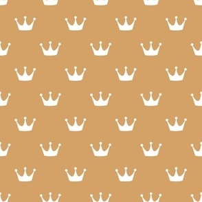 Minimalist royal crown - simple prince princess repeat boho style nursery design white on golden honey yellow