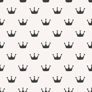 Minimalist royal crown - simple prince princess repeat boho style nursery design charcoal on ivory