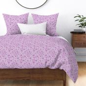 Scattered flowers and leaves in plum and grayish magenta | small