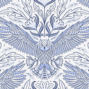 owl - birds of prey moody occult - navy ink chinoiserie 