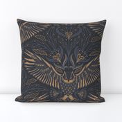 owl - birds of prey moody occult - dark academia, midnight blue gold