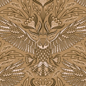 owl - birds of prey moody occult - dark academia, brown gold