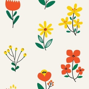 Scandi floral scandinavian folk art seamless repeat pattern