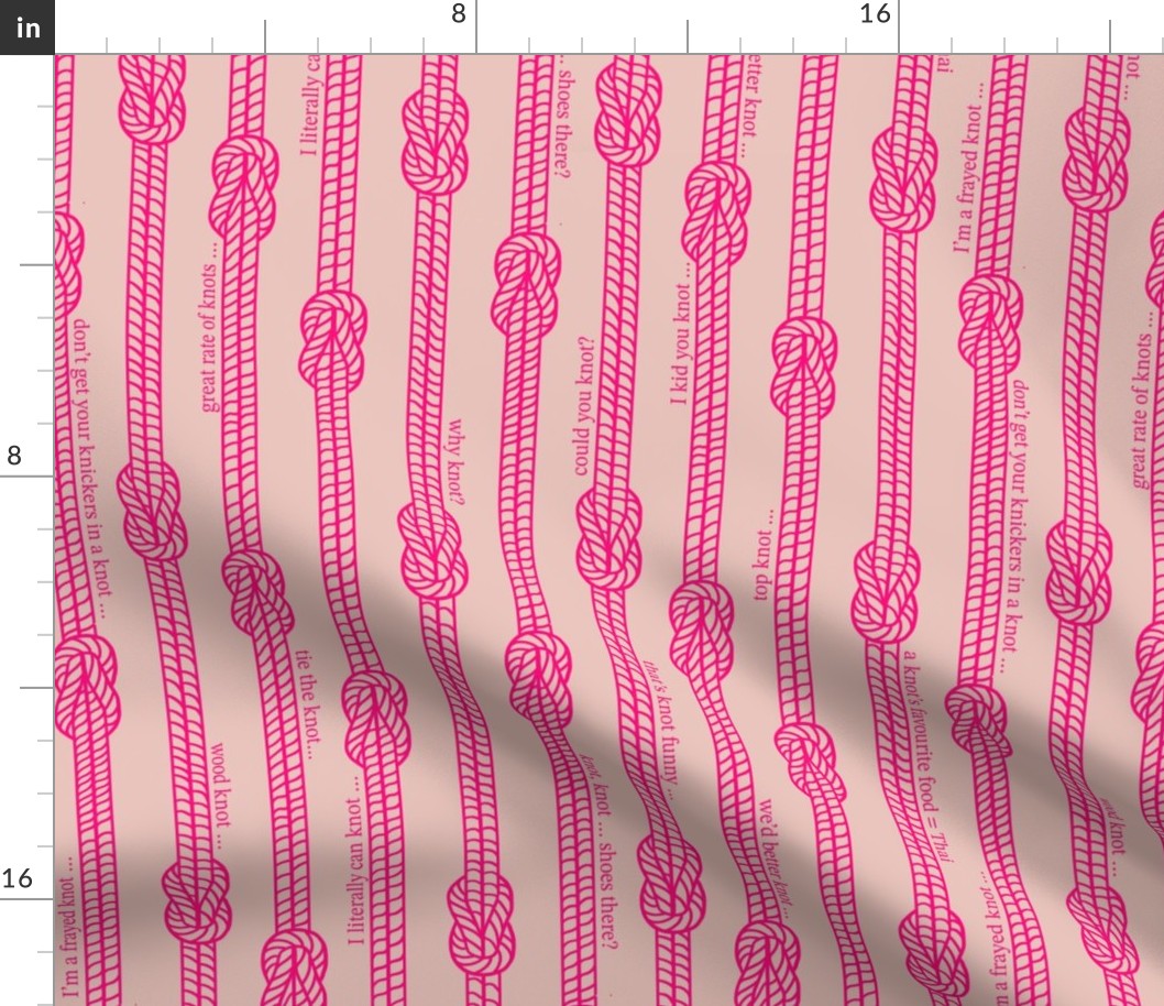 Knot puns and sayings with shocking pink rope knot stripes