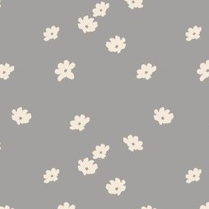 Blossoms - SMALL SCALE - grey and cream