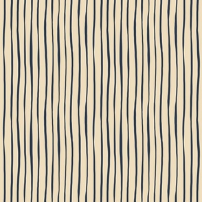 Wobbly stripes - navy and cream