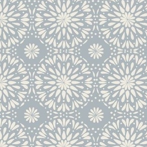 Doilies_Creamy White, French Grey Blue_Mandala Moroccan Tile
