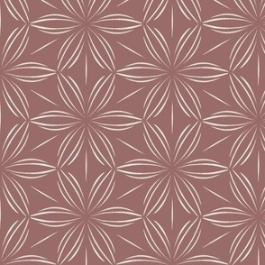 Flowers and Lines _ Copper Rose_ Creamy White _ Simple, Elegant Pink Floral
