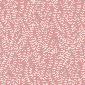Trailing Indian floral with fire heads | cream on pink | 12
