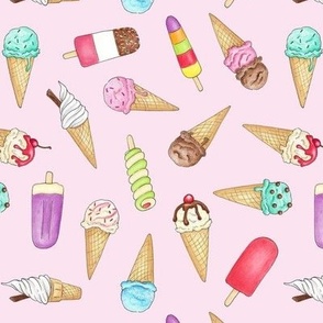 Ice Creams and Lollies on cherry blossom - medium scale
