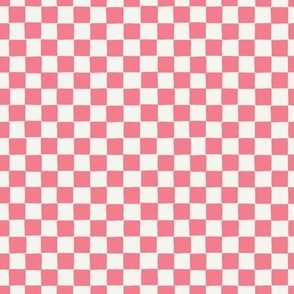 Summer pink checkerboard - poppy pink checks - small checkerboard