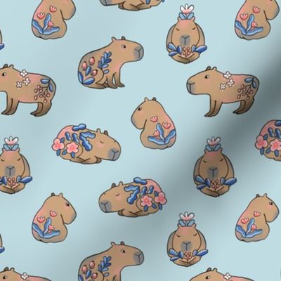 capybara flowers pattern