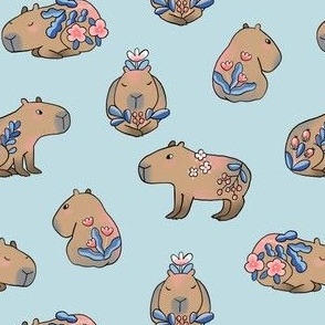 capybara flowers pattern