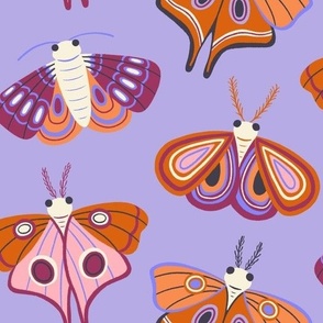 Large Magical Moths on Periwinkle Blue for Autumn and Halloween