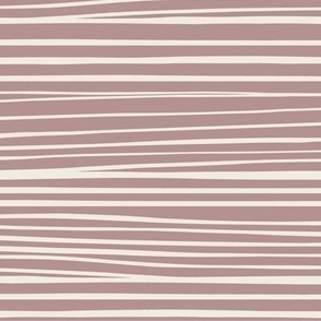 Hand Drawn Horizontal Stripes | Creamy White, Dusty Rose Pink | Contemporary 02