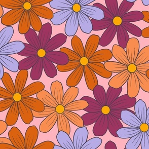 Large Autumn Daisies on Pink  for Halloween