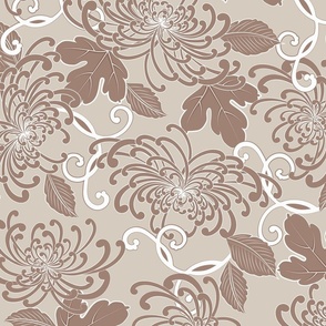 Flower Trails Beige Large Scale 24''