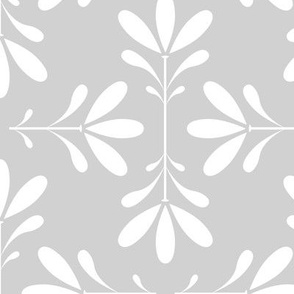 Floral Burst in white and grey - medium