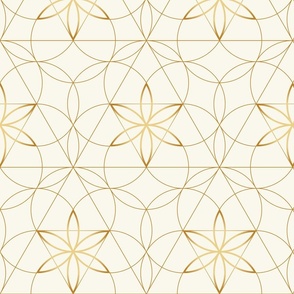 Geometric Flower in Gold Abstract Luxury Elegant Floral Large Print